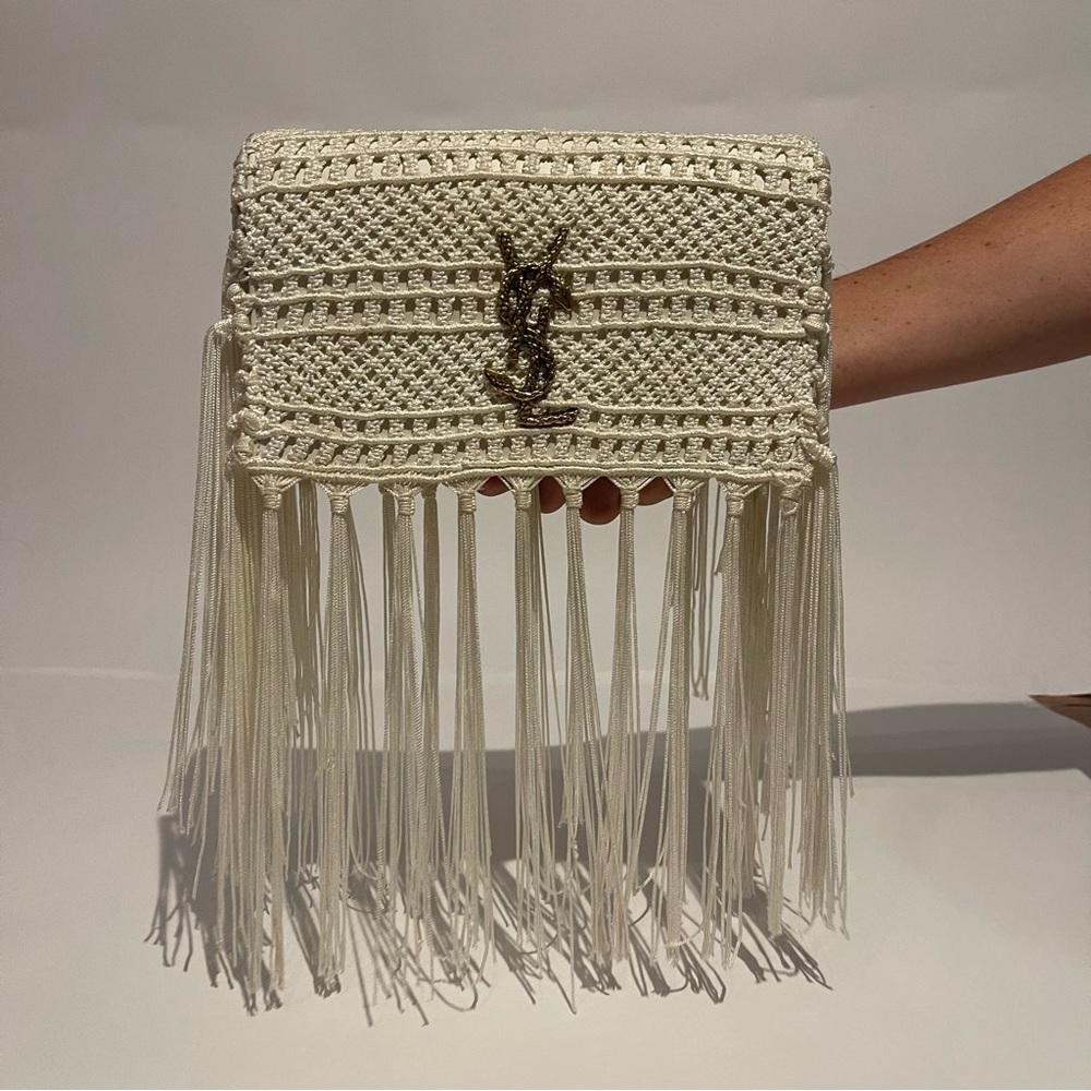 COPY - YSL Monogram Crochet Fringe Clutch